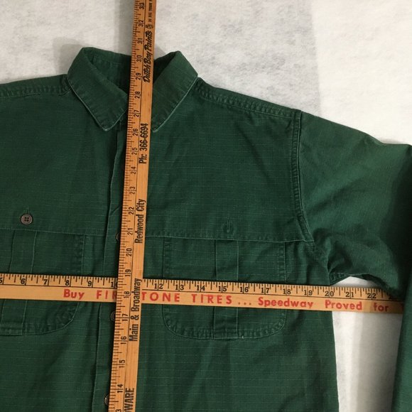 #66 Cabela's Outdoor Hiking Men's Green Button Down Long Sleeves Fishing Shirt - Picture 4 of 9